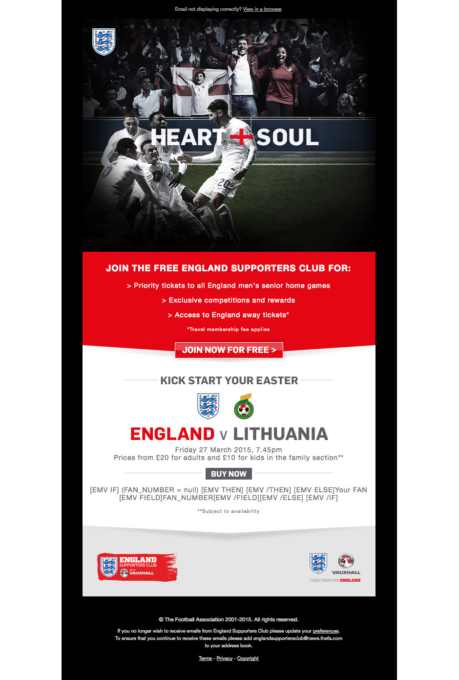Team England Email for The FA