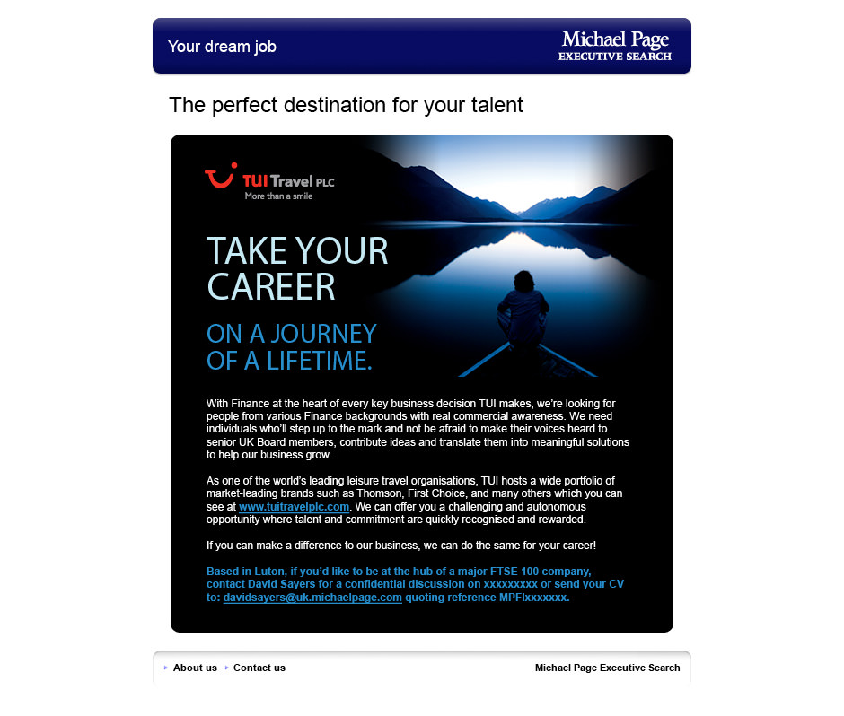 Tui Travel Job Advert for Page Group